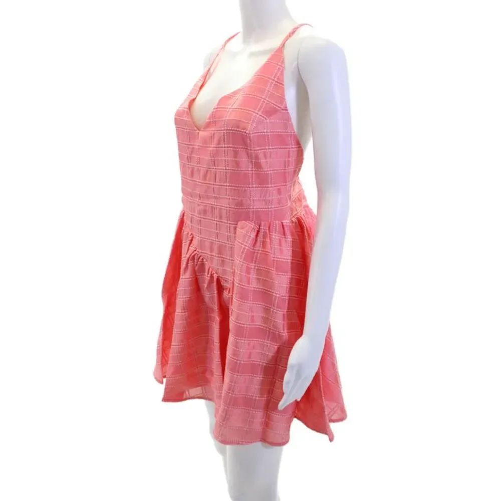 C/MEO Collective Womens V-neck Sleeveless Same Thing Mini Dress Coral Size L